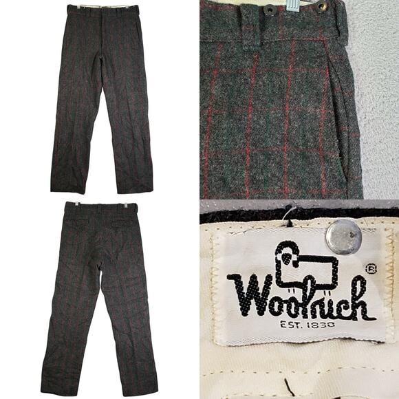 Woolrich Vintage Pants Wool Hunting Gray Red Stripe Men’s Size 32 High Rise